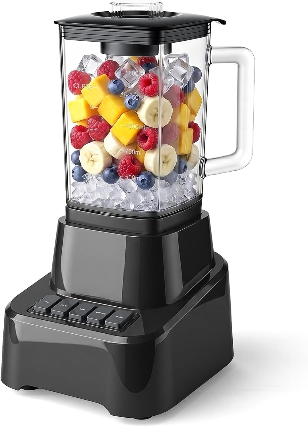 NEWBULIG 6.8 Cup Professional Blender for Smoothies, Full-Size Kitchen Blender with 850 Peak Watts & 54oz Large Glass Pitcher, 4 Speeds with Pulse for Ice Crushing Frozen Fruits, Dishwasher Safe
