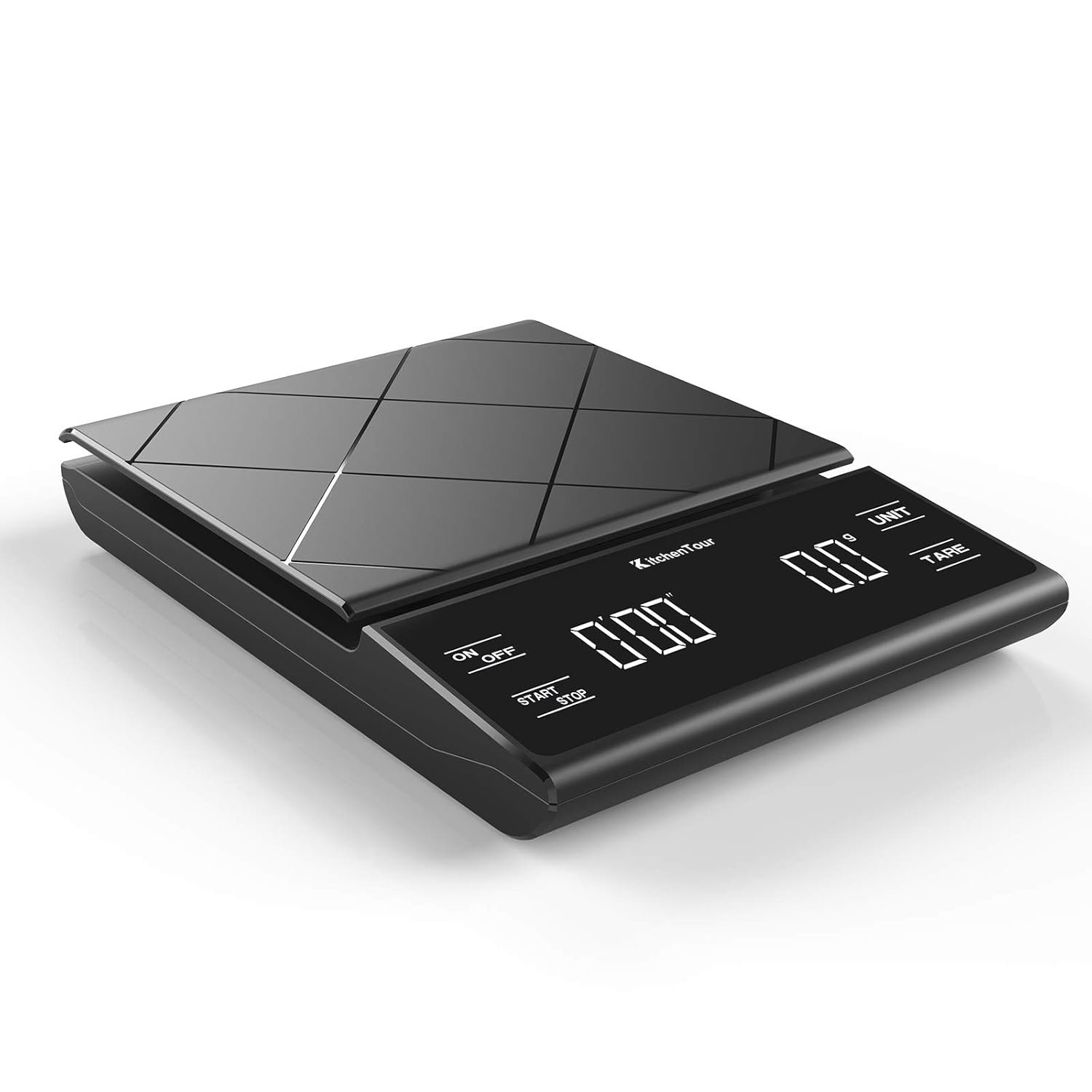 KitchenTour Coffee Scale with Timer for Brew Artisanal Java – Pour Over Scale for Slow Drip and French Press Coffee – Multifunction Kitchen Food Scale with Grams and oz