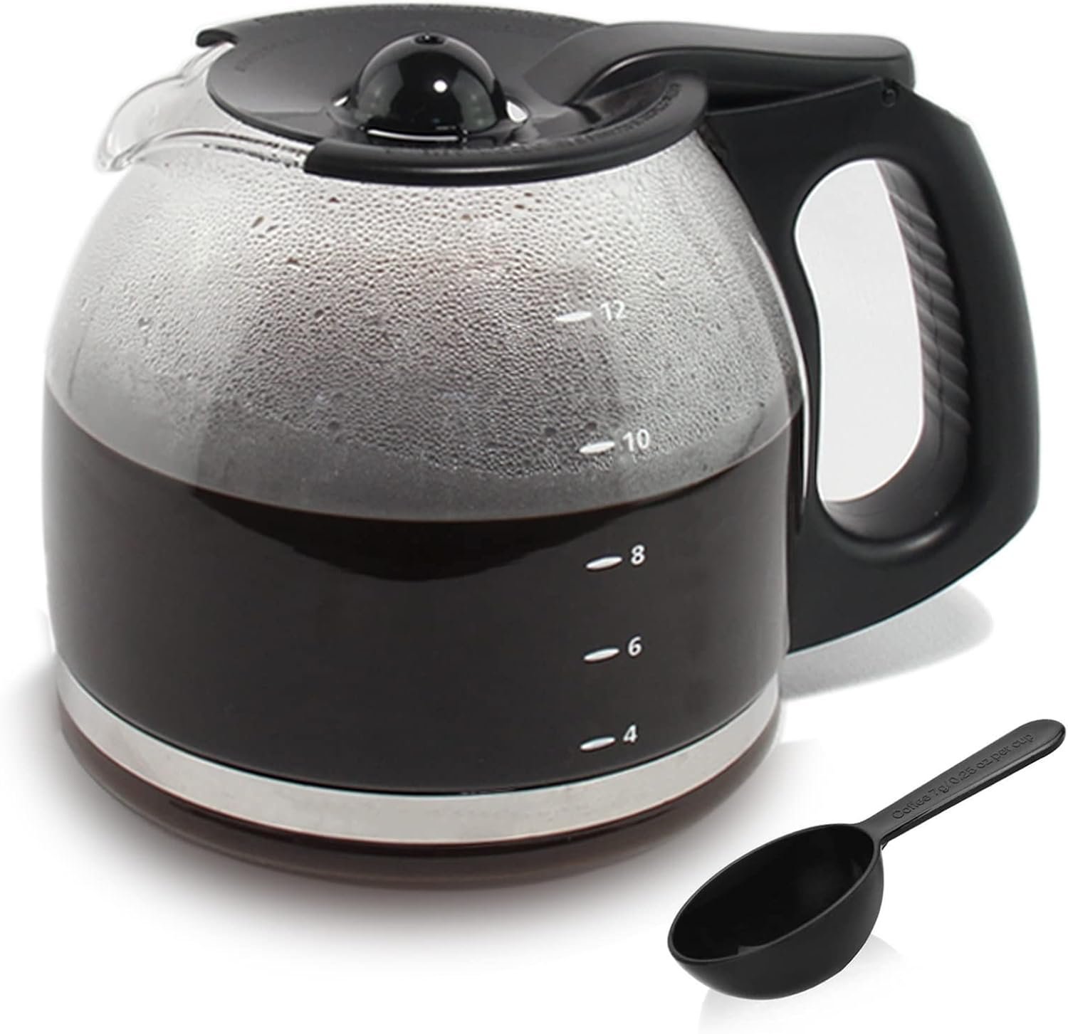 12-Cup Replacement Coffee Carafe Compatible with Mr. Coffee Coffee maker Pot, Replace Part# PLD12 PLD12-RB Series, Black Handle