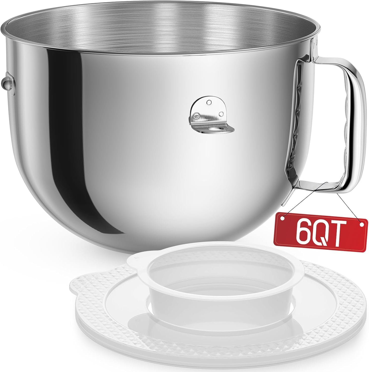 KN2B6PEH 6QT Bowl-Lift Stand Mixer Bowl, Compatible with Kitchenaid Professional 600 Mixer, Polished Stainless Steel with Extra Cover – Fits KV25G KP26M1X (6QT)