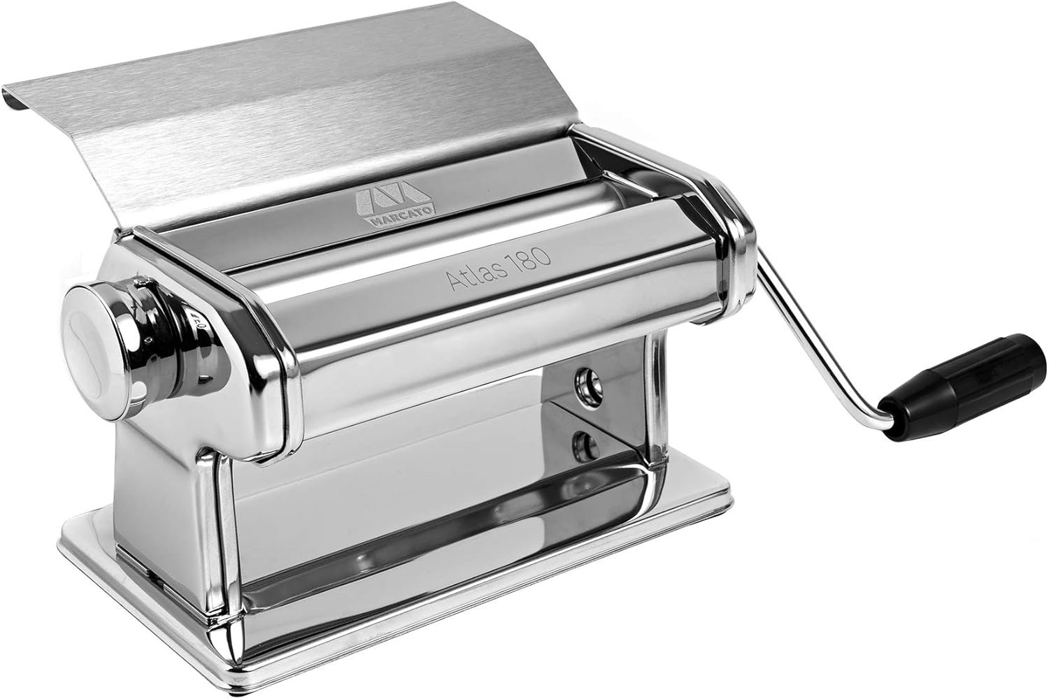 MARCATO Made in Italy Atlas 180 Slide Manual Pasta Machine, Chrome Steel. Good for pasta, bread and cake decoration
