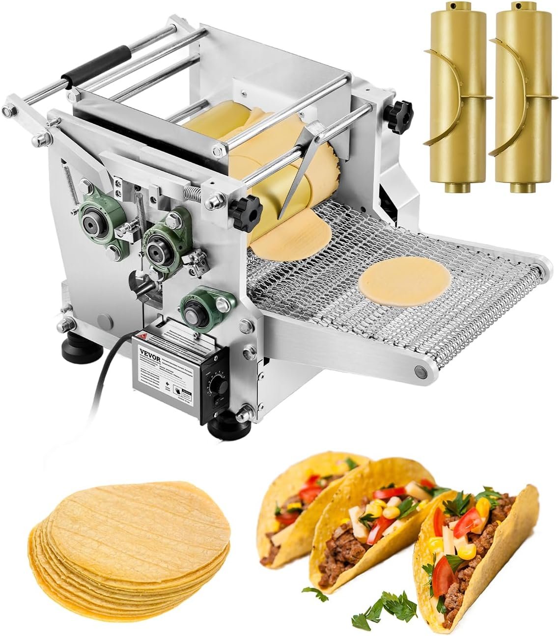 VEVOR Electric Tortilla Maker, Automatic Corn Tortilla Making Machine with Non-Stick Coating and Two Molds(4 in + 6 in), Electric Chapatti Machine Suitable for Produce Sopes Pita Tortilla Pizza