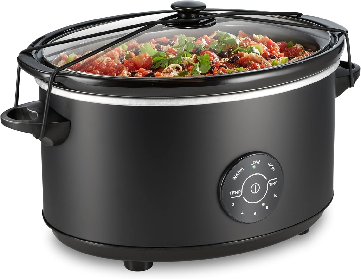 Hamilton Beach 7 Quart Set & Forget Portable Programmable Slow Cooker | 15 Cooking Options With 5 Time and 3 Heat Functions | Lid Latch | Dishwasher Safe Stoneware Crock & Glass Lid | Black | 33670