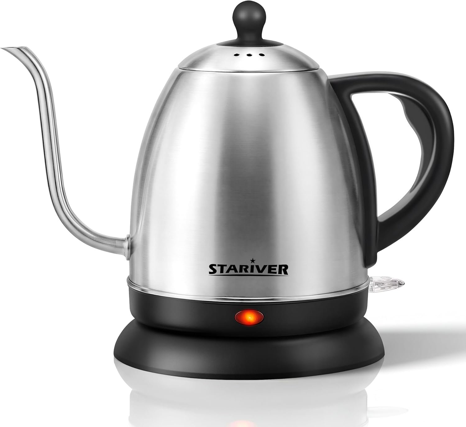 Stariver Electric Kettle Gooseneck Kettle, 1L Water Boiler, BPA-Free, Pour Over Tea Pot Stainless Steel for Coffee & Tea with Fast Heating, Auto-Shut Off and Boil-Dry Protection Tech