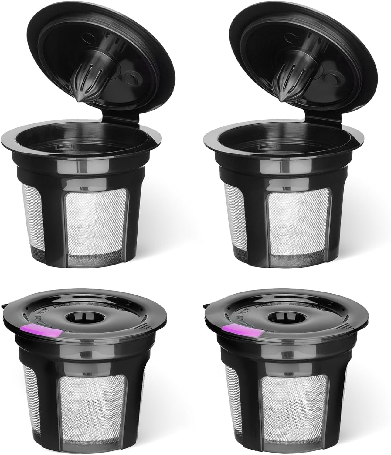 Reusable K Cups for Keurig K Elite, K Classic, K Compact, K Latte, K Duo and All 2.0 & 1.0 Coffee Makers, 4 Pack K Cup Coffee Filters – Black