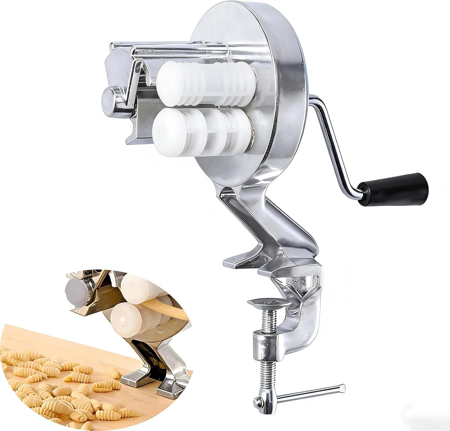 Manual Cavatelli Pasta Maker, Heavy-Duty Aluminum, Easy Operation, Non-Stick, Compact for Home Kitchen Gnocchi