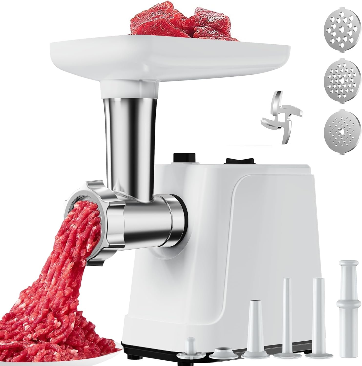 2500W Max Electric Meat Grinder & Sausage Stuffer – Powerful Electric Meat Grinder(White)