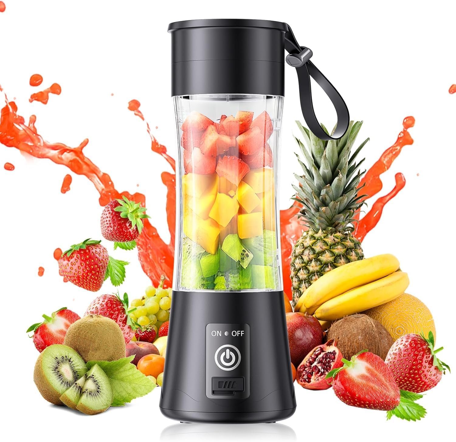 Cordless Mini Blender Make Smoothies & Shakes – Portable Blender with 380ML BPA-Free Travel Cup, USB Rechargeable, Easy to Clean, Suit in Gym/Office