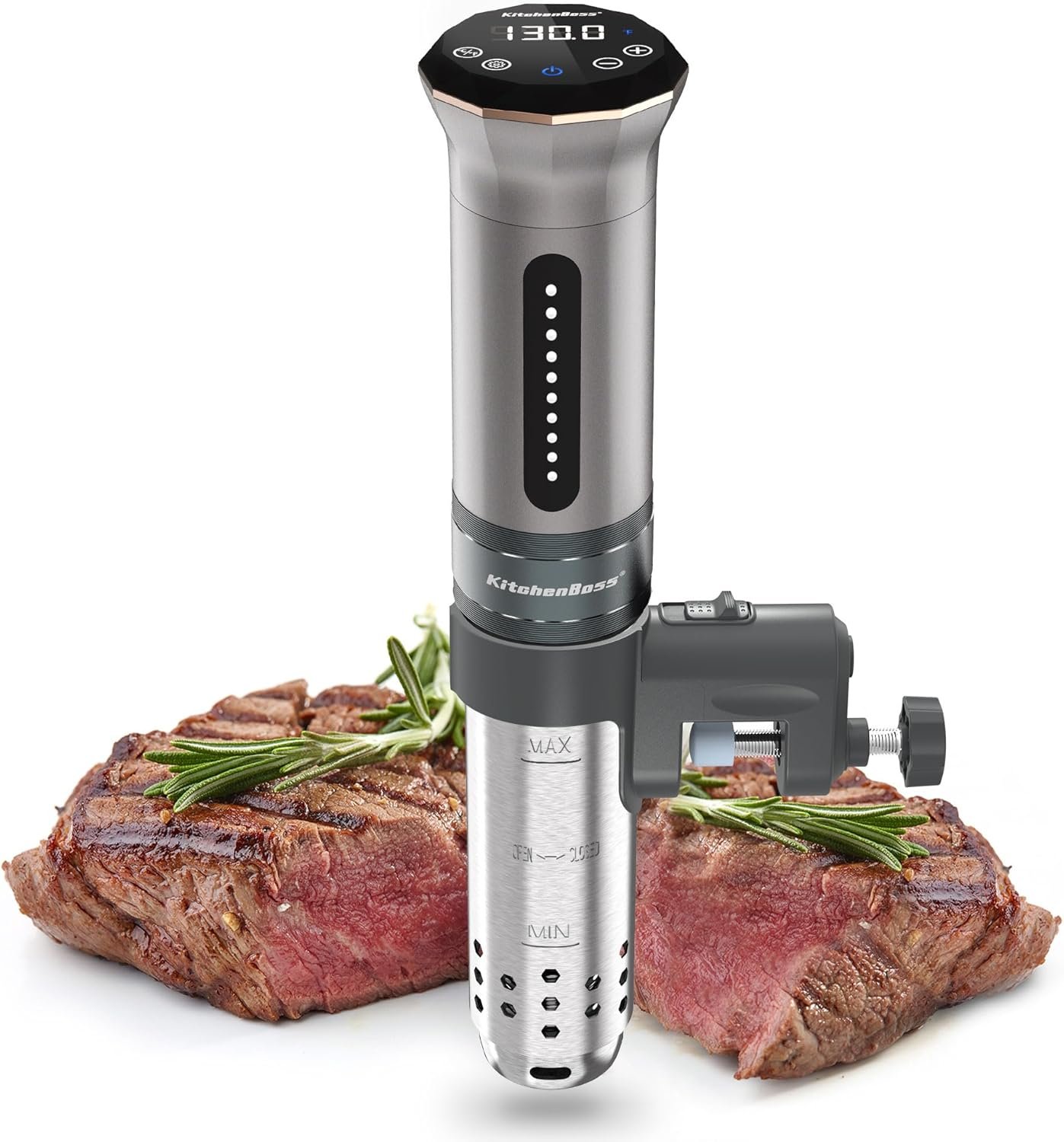 KitchenBoss Sous Vide Cooker Machine: Ultra-quiet 1100 Watts Sous Vide Precision Cooker IPX7 Waterproof Stainless Steel, Suvee Cooker Immersion Circulator Accurate Temp Digital LED Touch Screen G300S