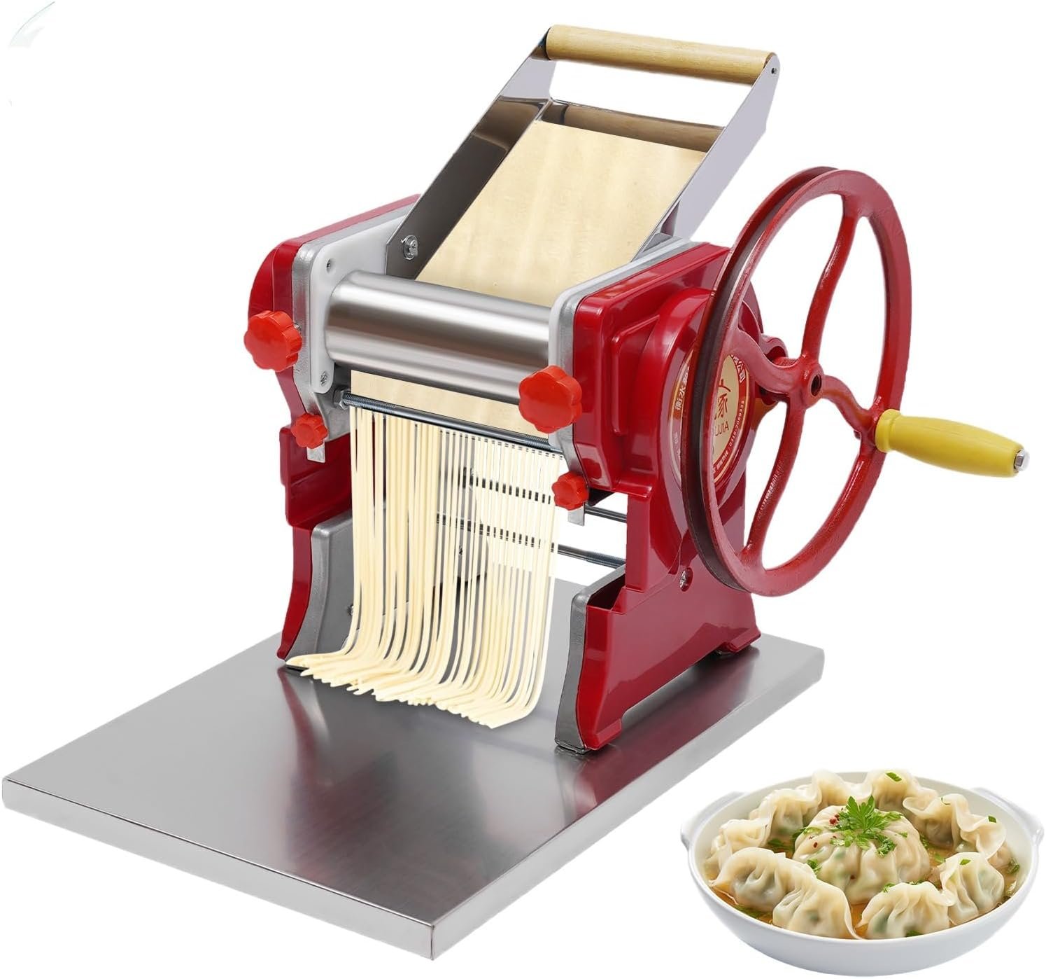 Pasta Maker Machine, Manual Noodle Machine Pasta Dough Roller with Blade, Hand Crank Noodles Maker for Spaghetti, Fettuccine, Lasagna, Dumpling Skins