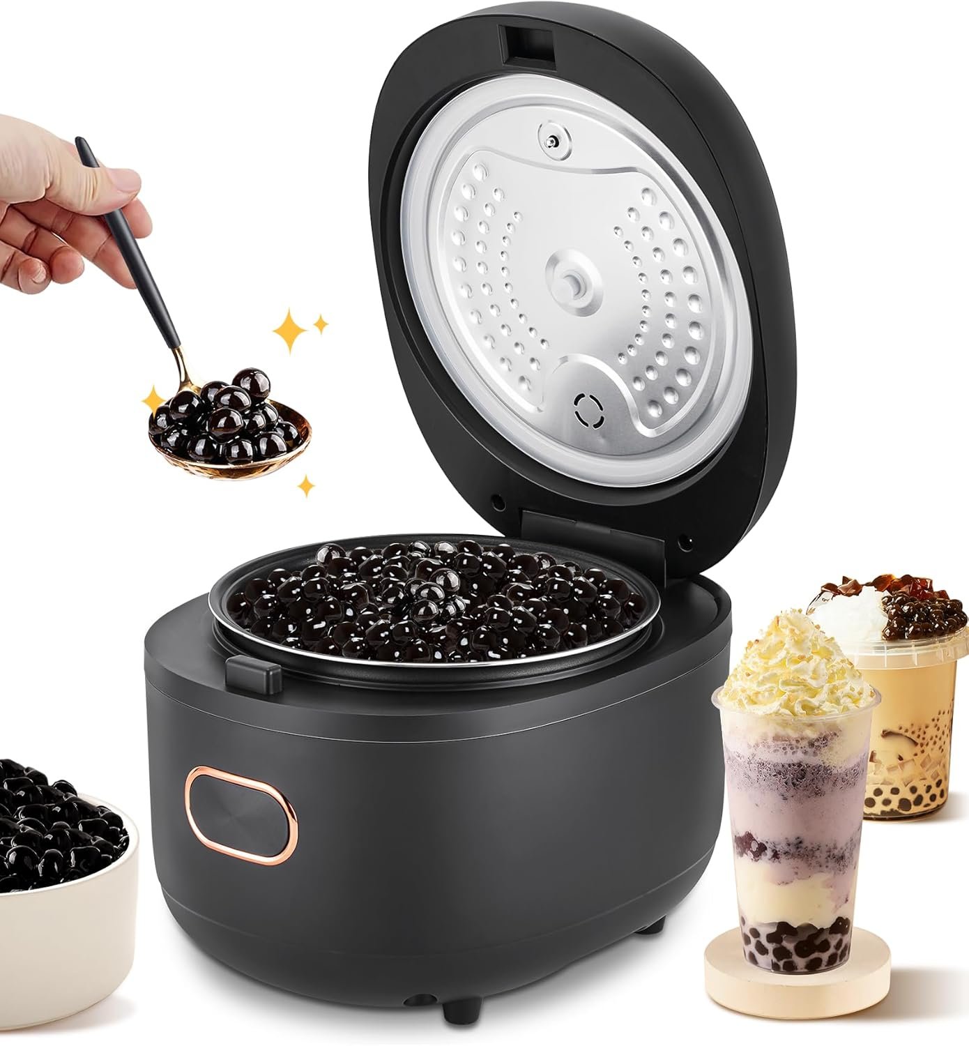 YJINGRUI Boba Maker Machine Commercial Boba Cooker Boba Pot Automatic Tapioca Pearls Cooker for for Milk Tea Stores Dessert Stores Restaurants Lounge Bars 5L 110V