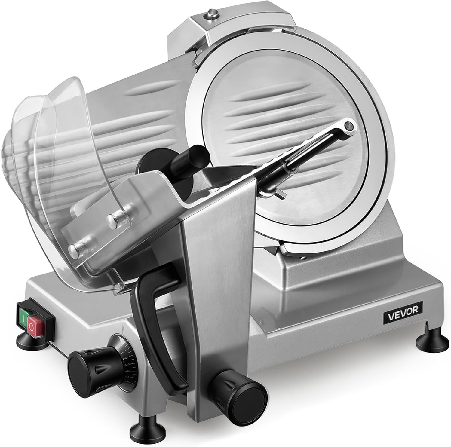 VEVOR Commercial Meat Slicer, 10 inch Electric Food Slicer, 240W Frozen Meat Deli Slicer, Premium Chromium-plated Steel Blade Semi-Auto Meat Slicer For Commercial and Home use