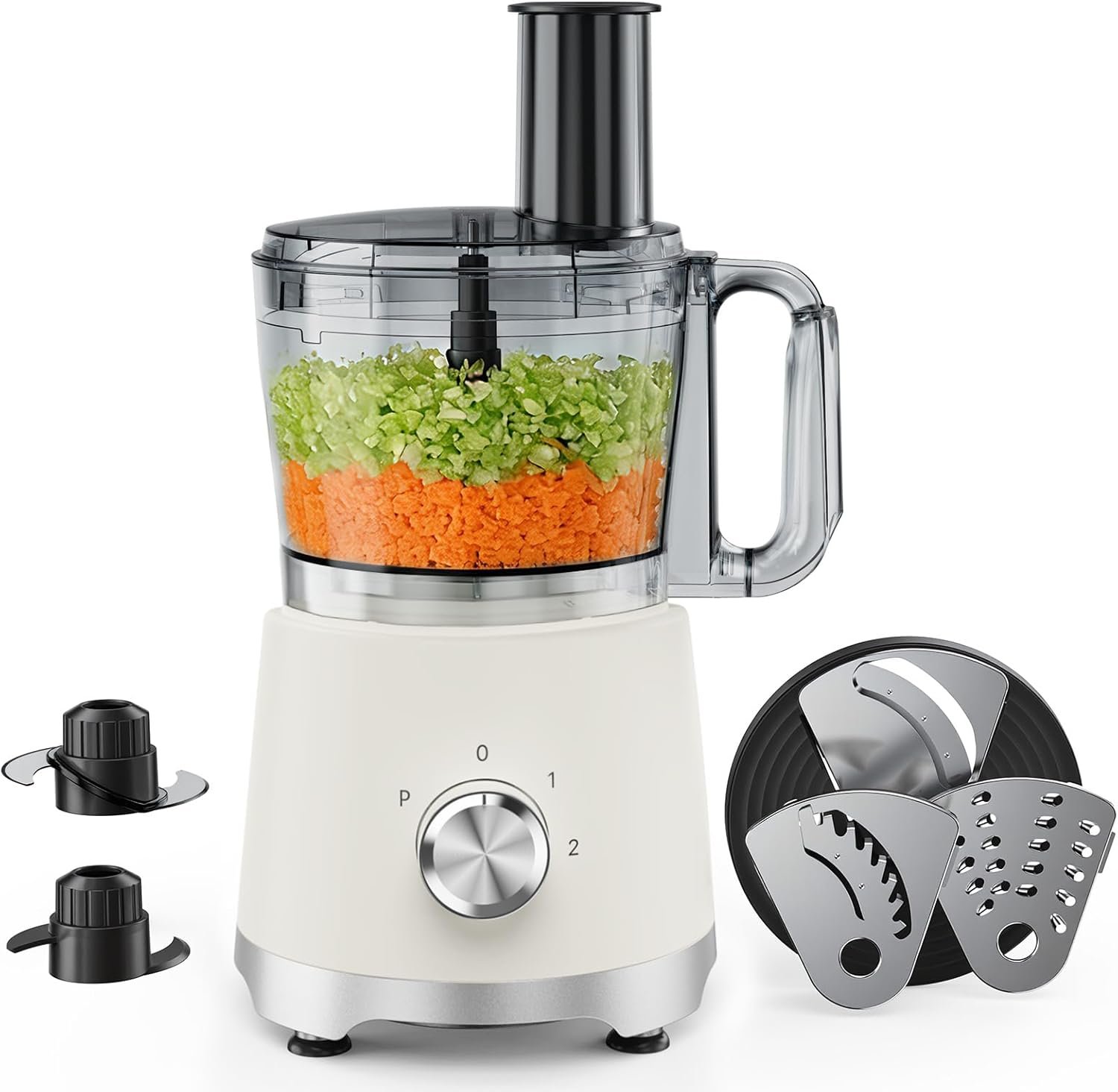 NEWBULIG 10.5 Cups Food Processor, Versatile Food processors with 5 Blades, 600W Powerful Meat Grinder for Slicing, Shredding, Chopping, Kneading, Dishwasher Safe, for Meat, Vegetables, Fruit, Dough