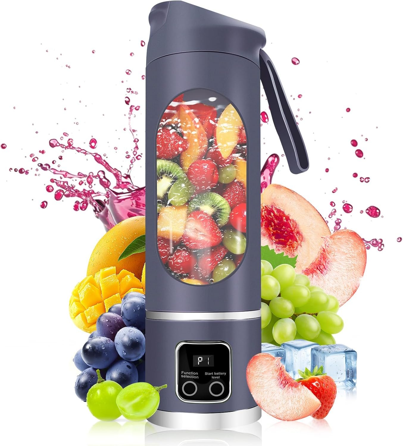 Portable Blender 500ml USB Personal for Shakes Smoothies(Purple) | BPA-free PCTG, 304SS blades, 50W, ice crush, USB-C, 500ml, lightweight, home office gym travel