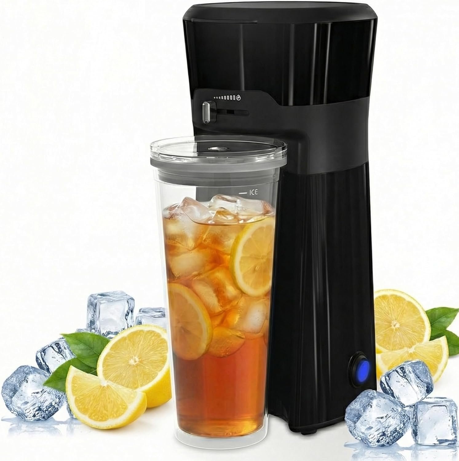 Cold Brew Coffee Maker with Reusable Coffee Filter and Insulated Pitcher, 20 Oz Iced Tea Maker for Ground Coffee, Single Serve Machine for Home, Strength Control for Flavor, Black