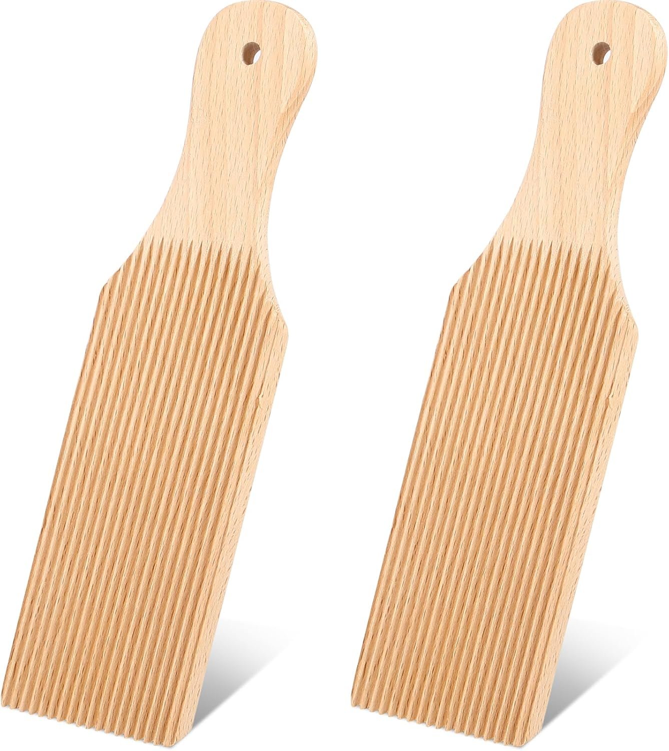 HOTBEST 2 Pcs Gnocchi Board Butter Paddles 9.1 x 2.8 Inches Spaghetti Macaroni Pasta Board Practical Gnocchi Maker Homemade Pasta Making Tools