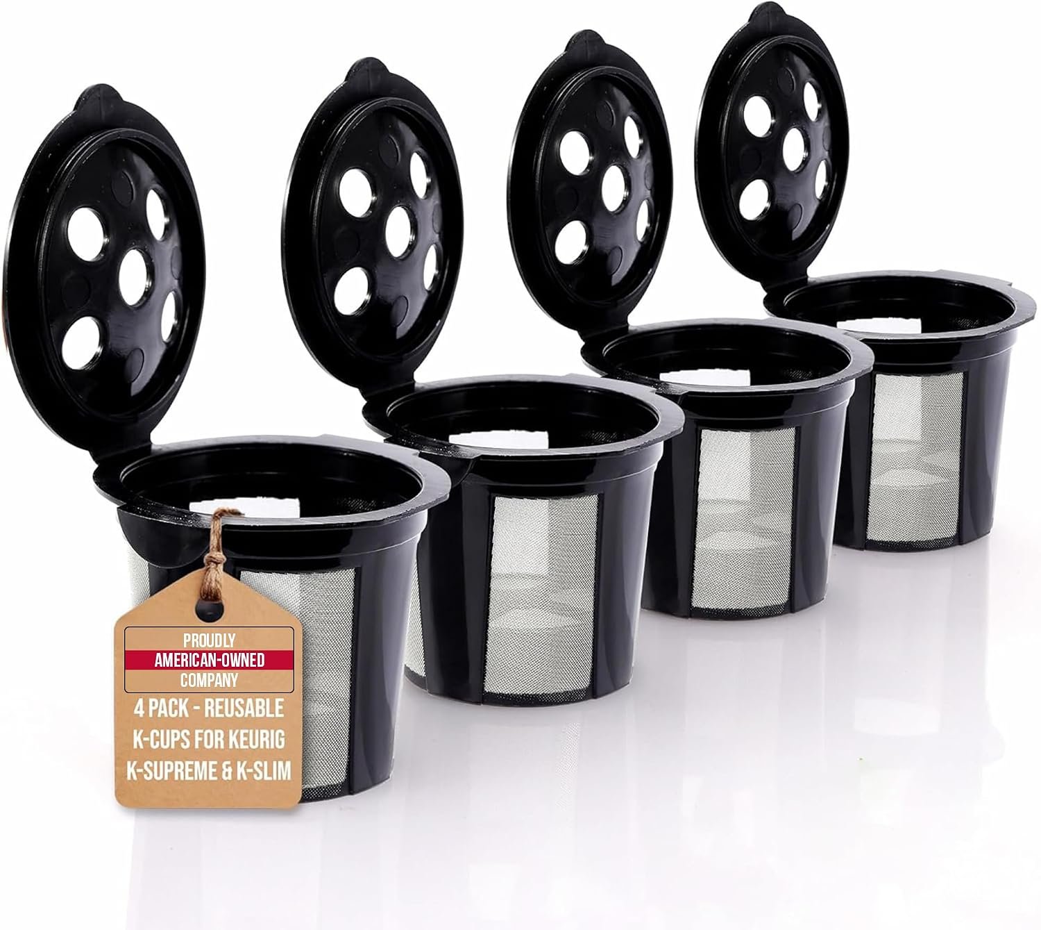 Reusable K Cups for Keurig Supreme, K Supreme Plus, K Slim, K-Brew Chill, K Duo Hot and Iced Gen 2 by PureHQ – Refillable Kcup for Keurig Coffee Maker – MultiStream Coffee Pods Filter – 4 Pack