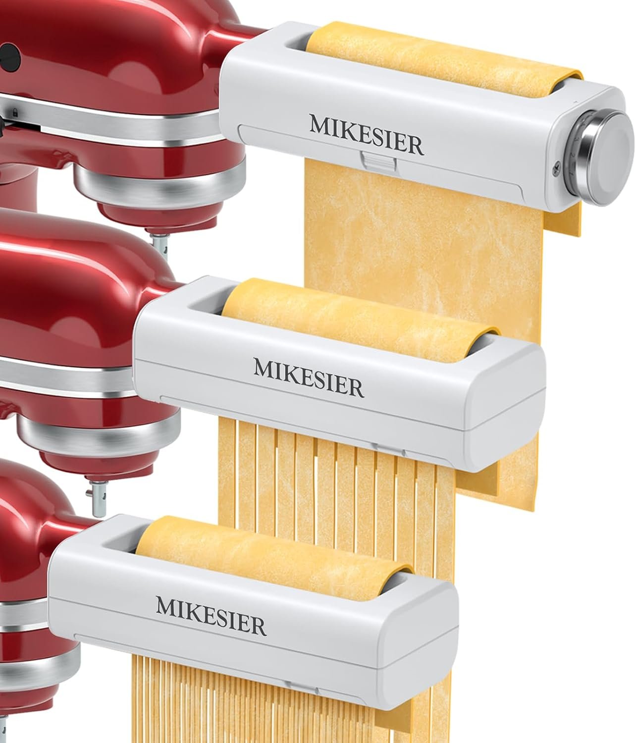 3 Pieces Pasta Maker Attachment for Kitchenaid Stand Mixers, Noodle Maker 3 PCs Set of Pasta Roller Fettuccine Cutter Spaghetti Cutter, Pasta Attachments Accessories with Cleaning Brush