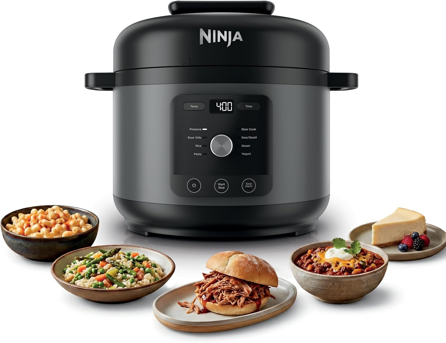 Ninja HyperHeat 9-in-1 Electric Pressure Cooker | 6.5 Qt Multi Cooker with Sear/Sauté, Slow Cooker, Rice Cooker, Sous Vide | 1200W | Fast Cooking, PFAS-Free Pot | Dark Gray | PC201GY