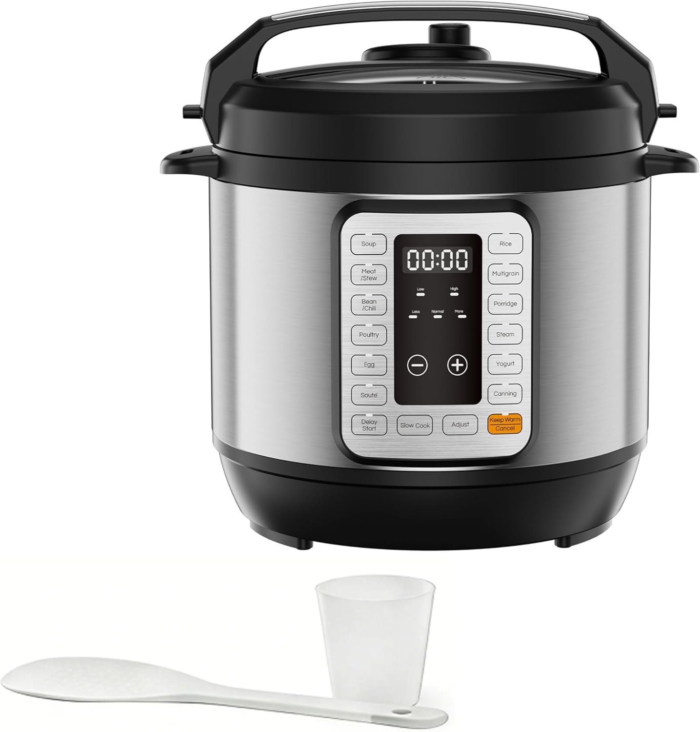 Simple Deluxe 6QT Electric Pressure Cooker, 16-in-1 & Non-Stick Stainless Steel Multi Cooker with 12 Presets for Slow Cook, Meat Stew, Steam, Sauté, Canning, Yogurt Maker, Dishwasher Safe, Silver