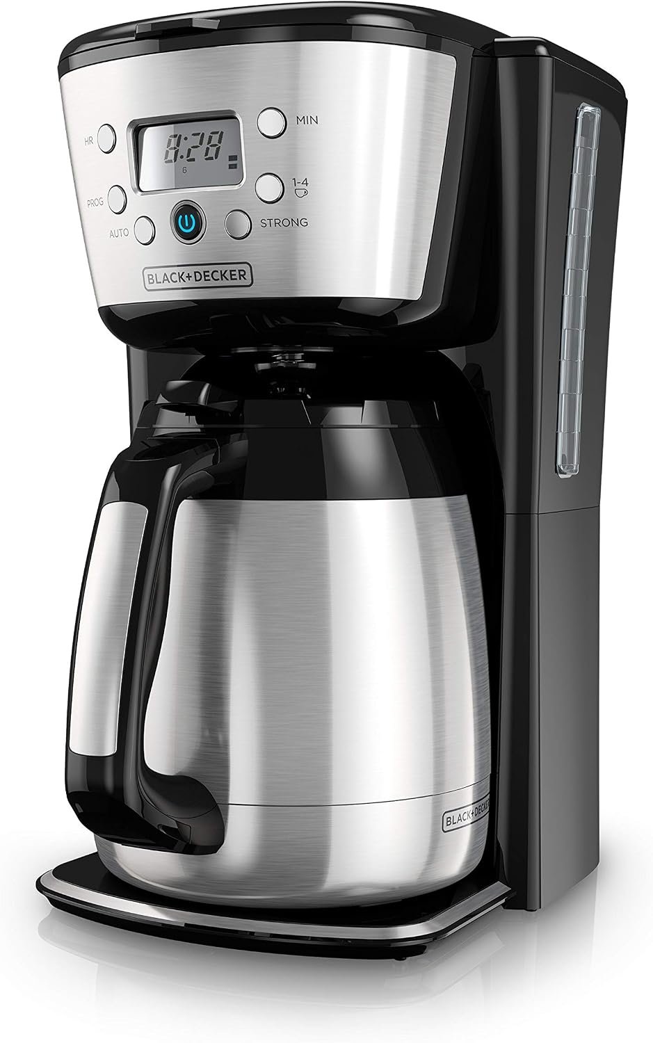 Black+Decker Thermal Coffee Maker, 12 Cup, Programmable, Digital Controls, Black And Silver, CM2036SC