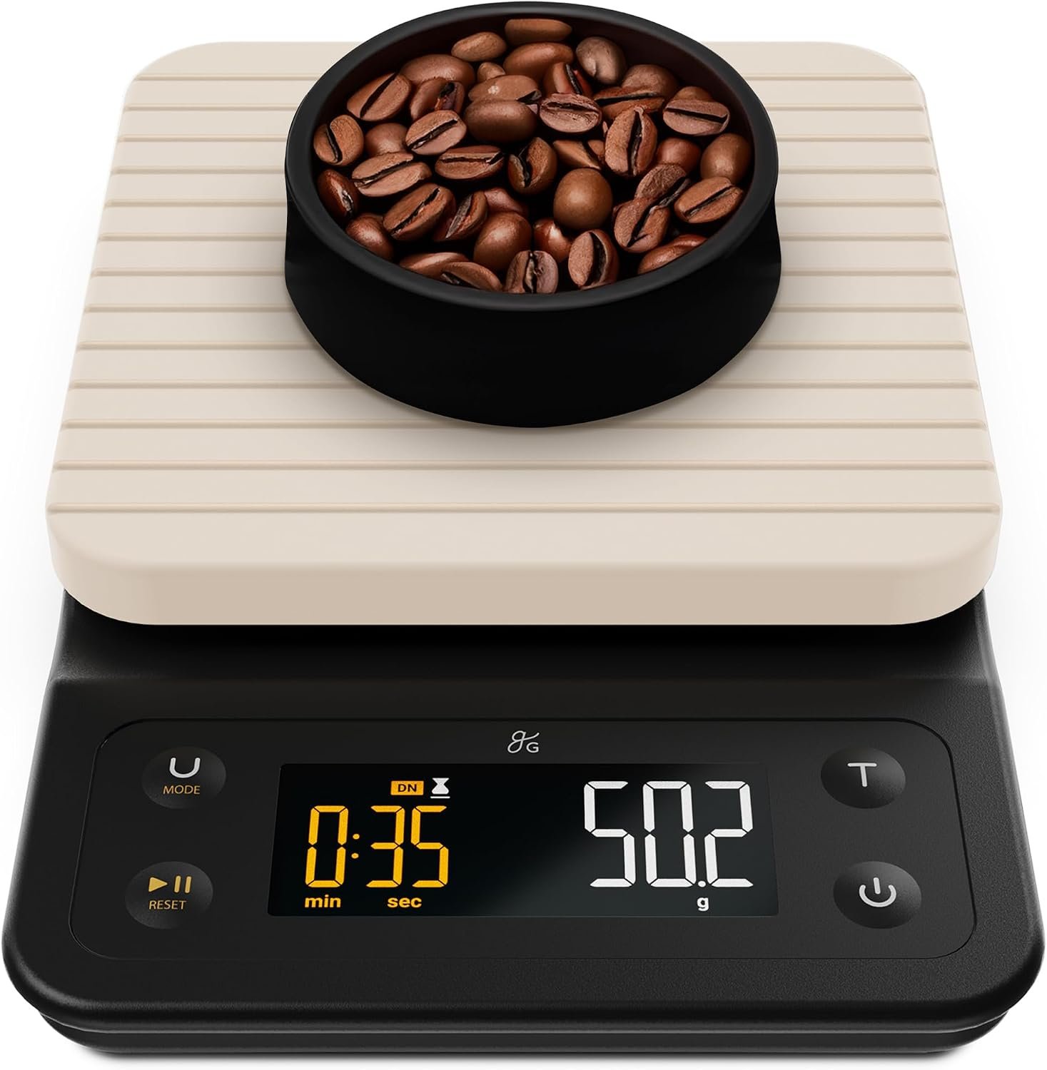 Greater Goods Coffee Scale with Timer, 0.1g Precision Digital Espresso & Pour Over Scale for Chemex, V60, Drip & Matcha Weighing, Waterproof Silicone Cover, 6.6lb Barista Brew Capacity (Birch White)
