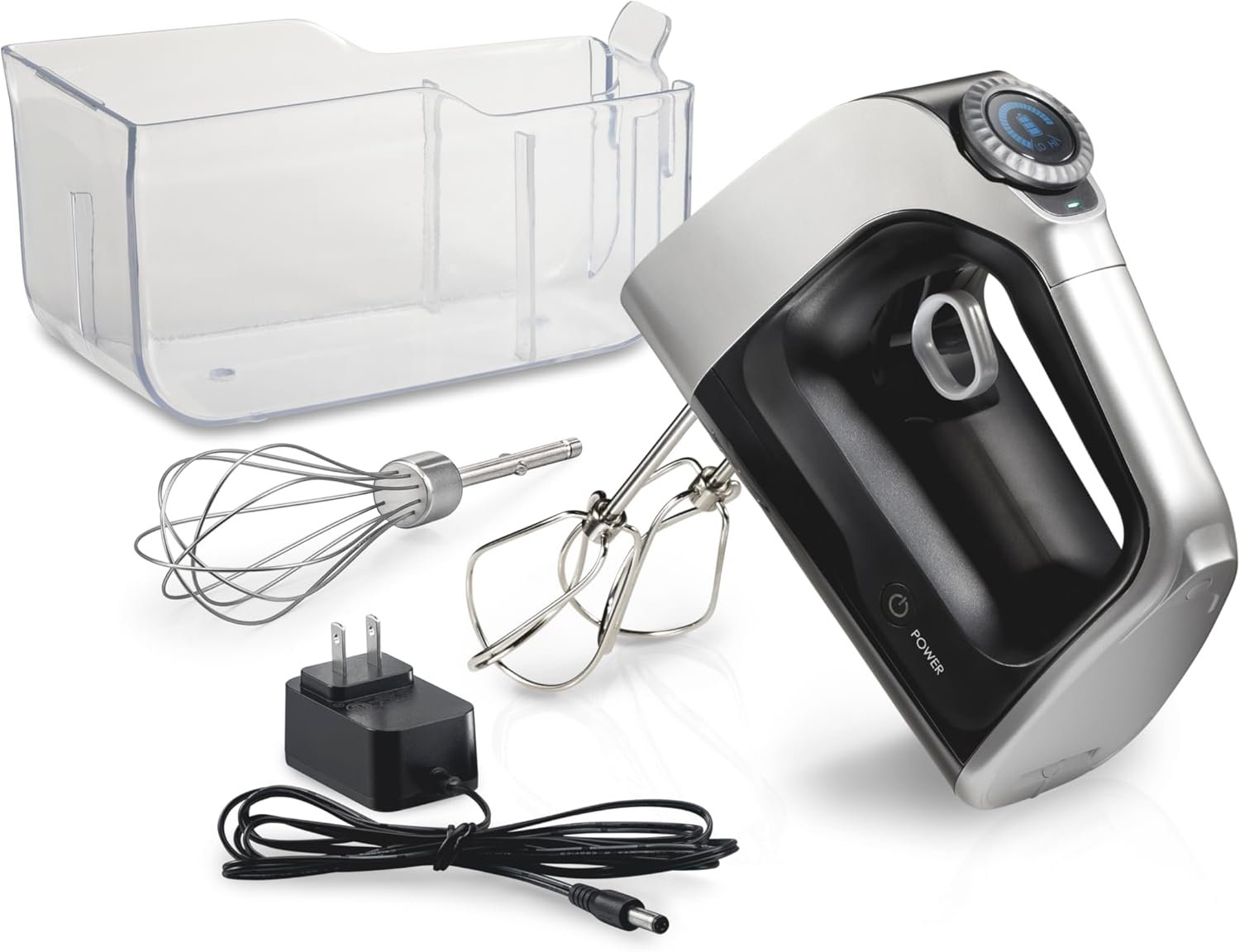Hamilton Beach Professional Cordless Electric Hand Mixer | Infinite Speed Control | Powerful DC Motor | Quick Recharging | LCD Screen | Whisk | Storage Case | Black | 62673