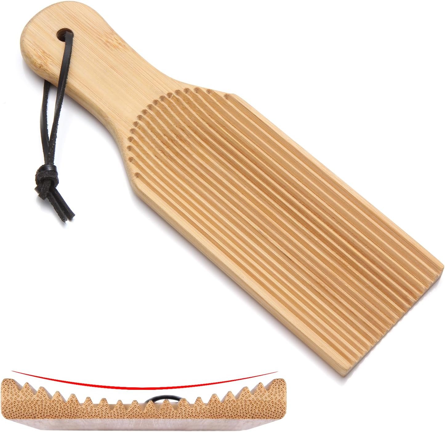 Curved Gnocchi Board Paddle, 9.5 Inch Makers for Easy Authentic Italian Gnocchi,Wood Pasta Making Tools,Butter Mold, Perfect Ridges, Easy to Use and Clean, dough cavatelli board,taste party.
