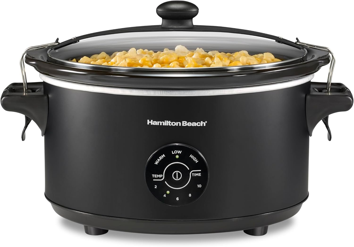 Hamilton Beach 7 Quart Stay or Go Portable Programmable Slow Cooker, 15 Cooking Options, Large Dishwasher Safe Stoneware Crock, Clip-Tight Glass Lid For Easy Travel, Black (33771)