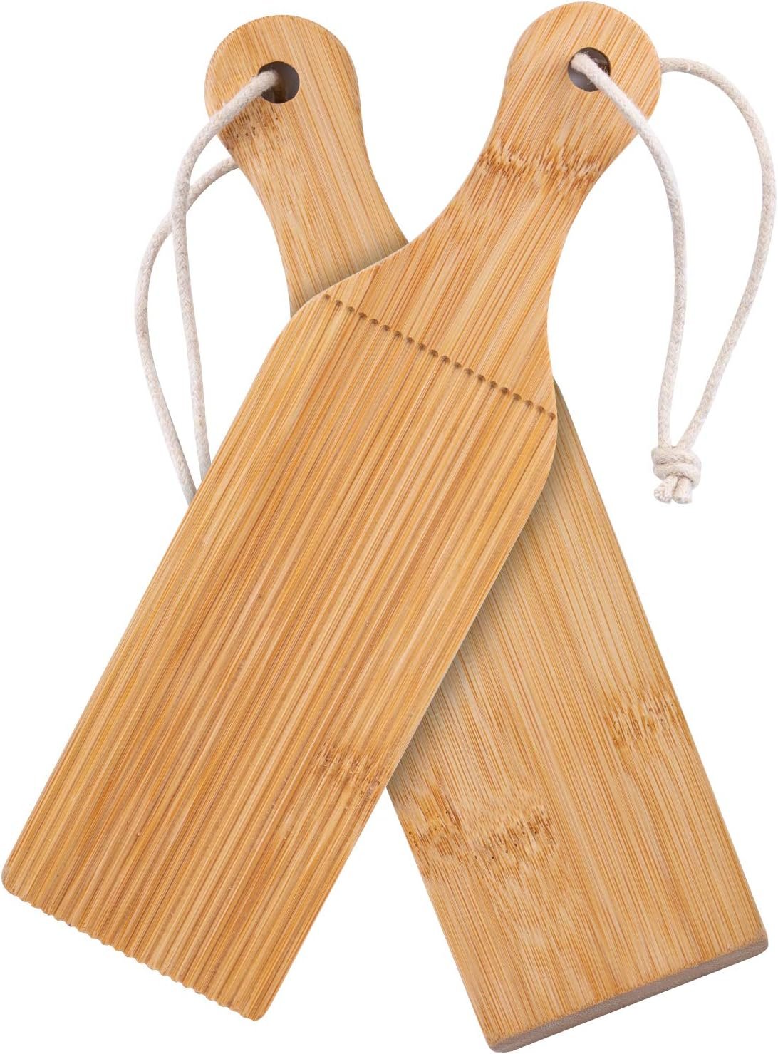 YIDADA Gnocchi Board Butter Paddles – Bamboo Pasta Board Gnocchi Maker, Gnocchi Paddle Pasta Tools, 2 Packs