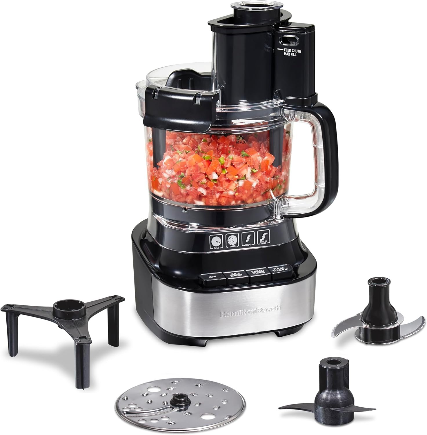 Hamilton Beach Stack & Snap Food Processor with Bowl Scraper, 10 Cup Capacity, Black, (Renewed) R70822