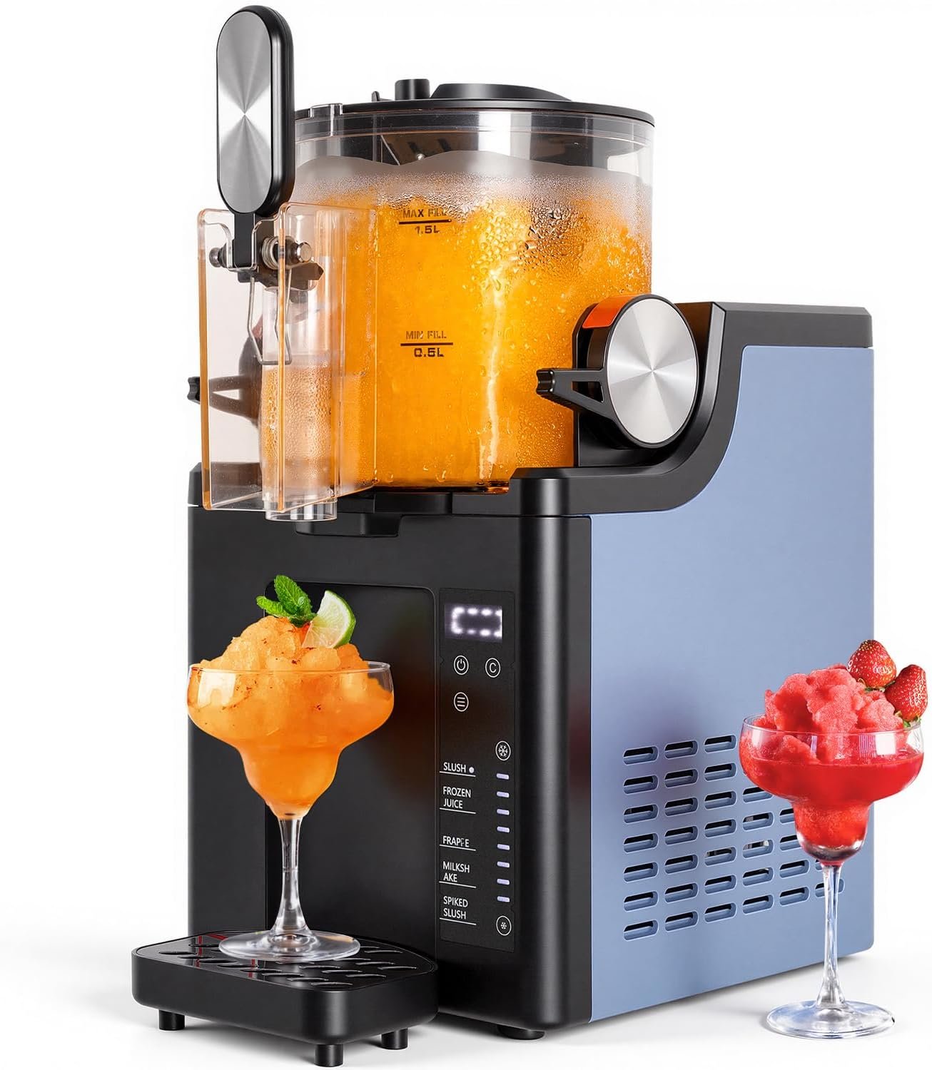 Slushie Machine for Home,No Ice Needed Frozen Drink Maker with 5 Presets Modes,Perfect for Slush,Frozen Juice,Frappe,Milk Shake,Spiked Slush,Adjustable Temperature