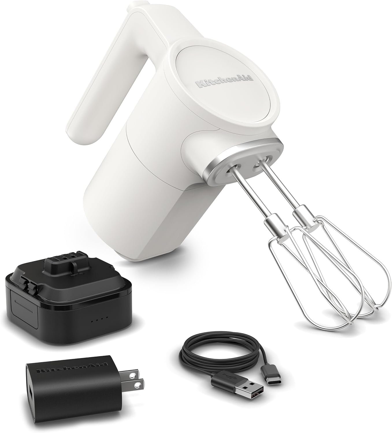 KitchenAid Go Cordless Hand Mixer, Metal – KHMR762, Porcelain White