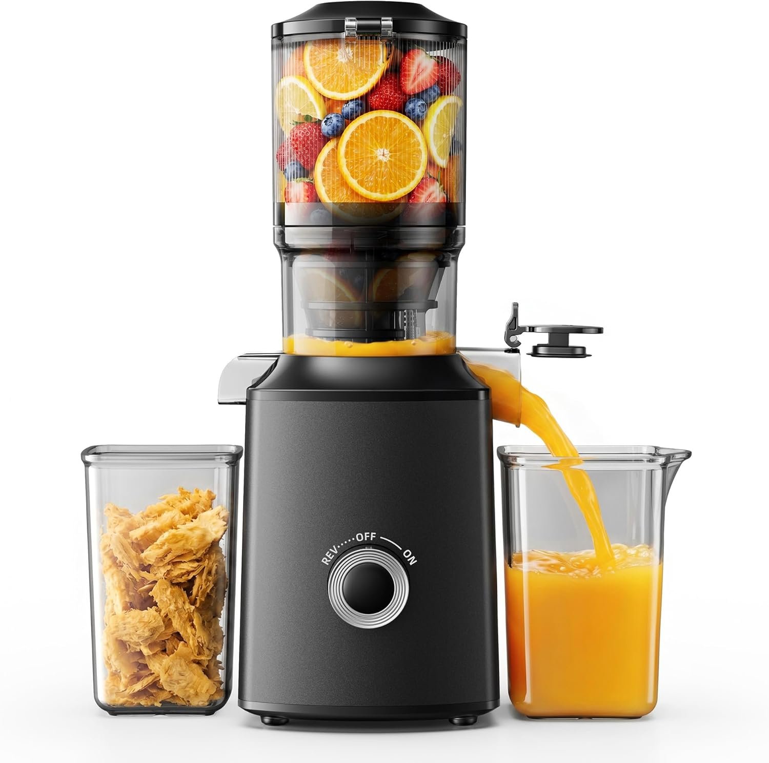 Cold Press Juicer, 5.1″ Wide Feed Chute Juice Extractor Machine with 400W, High Juice Yield, Slow Masticating Juicer for Whole Vegetables & Fruits