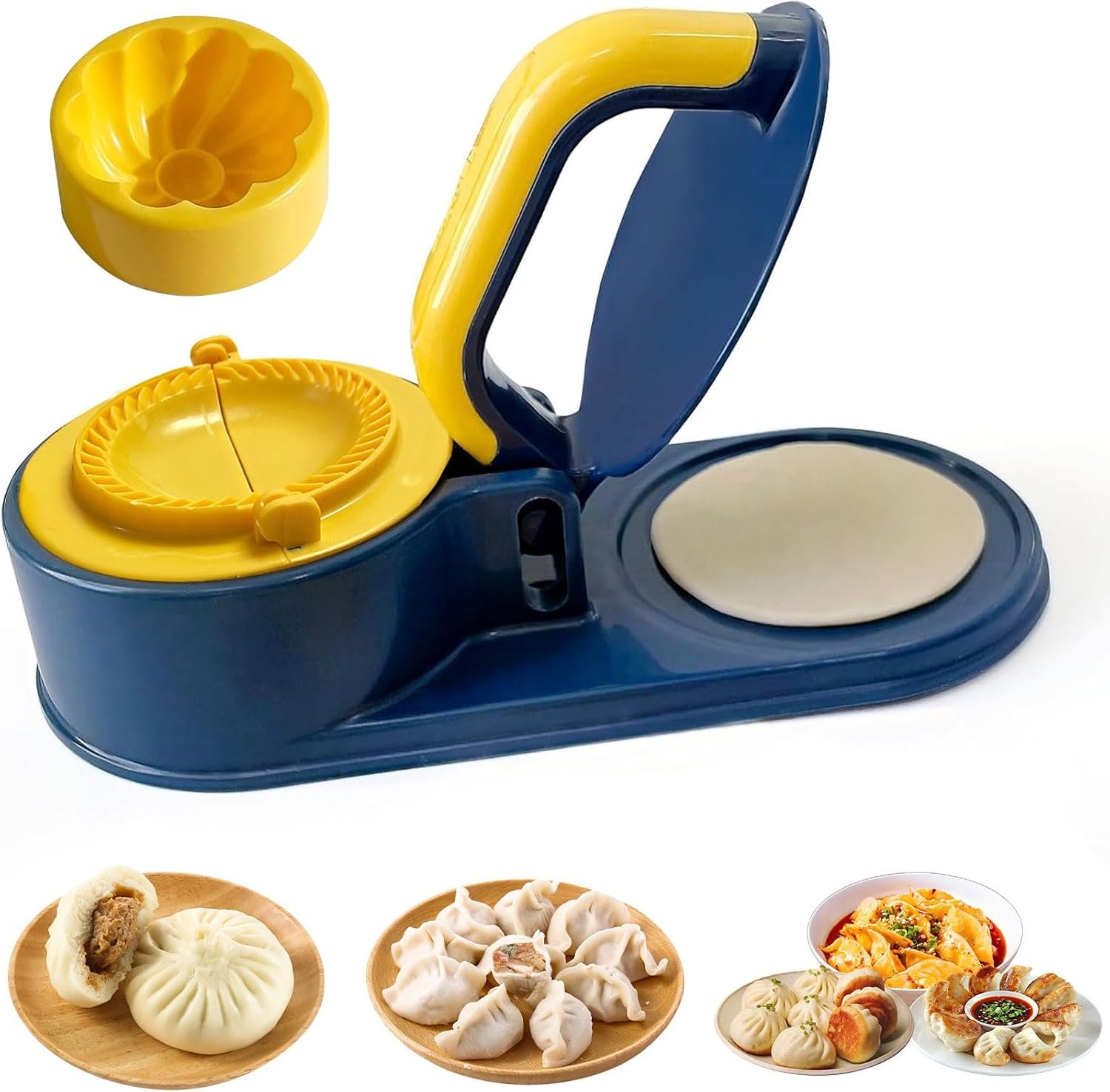3 In 1 Dumpling Maker Press Kitchen Empanada Maker Press Baozi Bun Mold Manual Pastry Dumpling Wrapper Machine for Chinese Food, Empanada, Ravioli, Pierogi, Hand Pie (Light Blue)