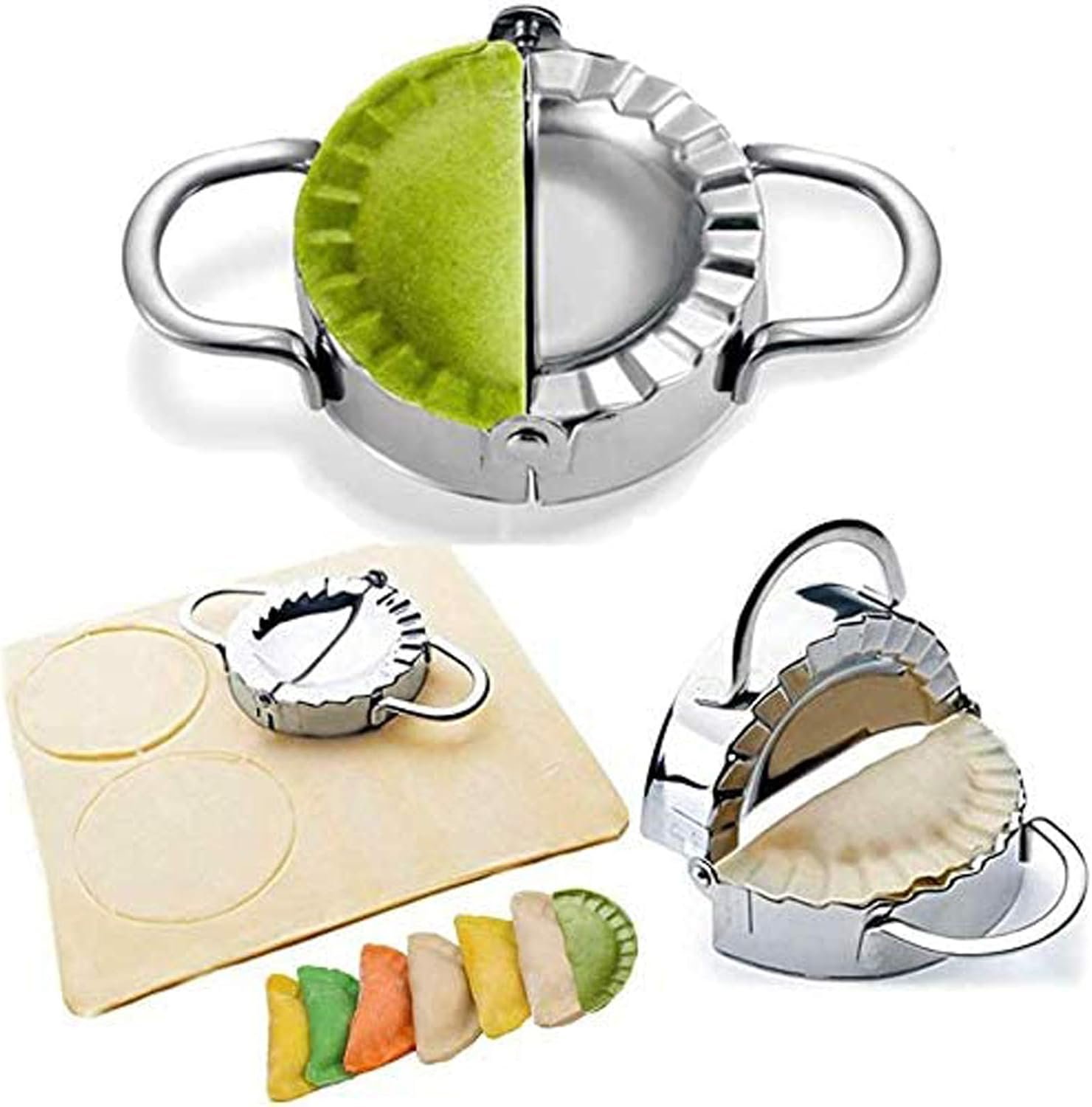Dumpling Maker – Dumpling Press/Stainless Steel Empanada Press/Pie Ravioli Dumpling Wrappers Mold Kitchen Accessories (9.5cm/3.74″ Large)