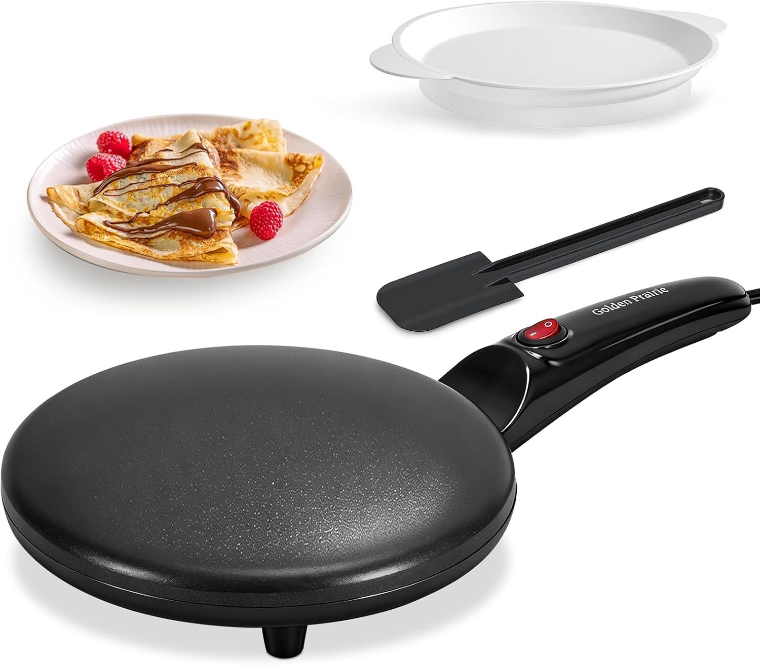 Electric Crepe Maker, 8″ Crepe Pan Nonstick with Batter Spreader & Dipping Tray, 800W Quick Heat-Up & Auto Temperature Control for Perfect Pancakes, PFOA & BPA Free, Easy Clean Portable Griddle