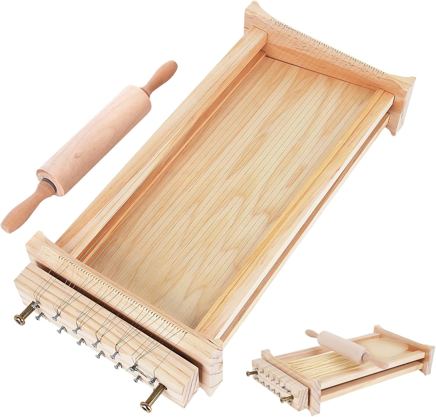 Chitarra Pasta Cutter, Traditional Italian Pasta Maker With Pasta Roller, Homemade Pasta Tools is Double-Sided, Pasta Cutter Width 0.24in