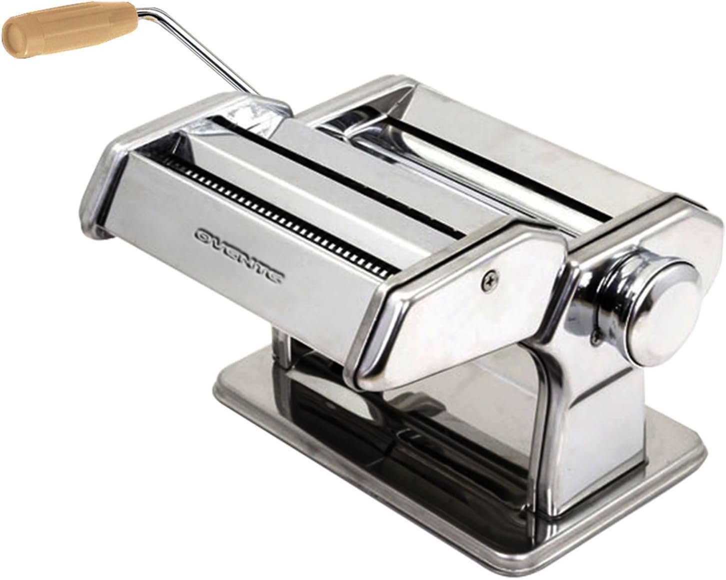 OVENTE Pasta Maker Machine with 7 Adjustable Thickness Settings, Rollers and Cutter, Classic Stainless Steel Manual Noodle Maker for Spaghetti, Fettuccini, Lasagna or Dumpling Skin, Silver PA515S