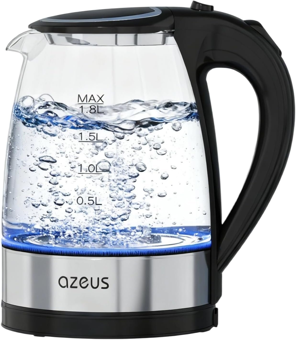 AZEUS Electric Kettle 1800W Cool Touch Tea Kettle Anti-scalding Design 1.8L Large Capacity Kettle BPA-Free, White
