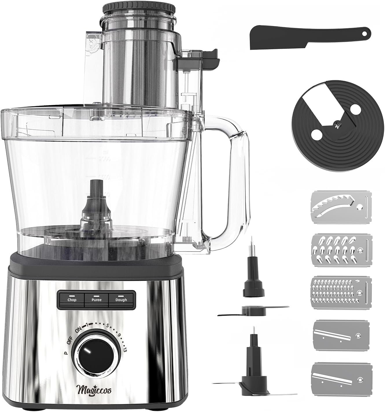 14 Cup Food Processor – Lemon Slicer, XL Bowl & Large Feed Chute, 13 Speeds & Pulse, 3 Programs, French Fry Cutter, Chop Slice Shred & Mix for Vegetables Cheese Meat, Meal Prep & Family Use