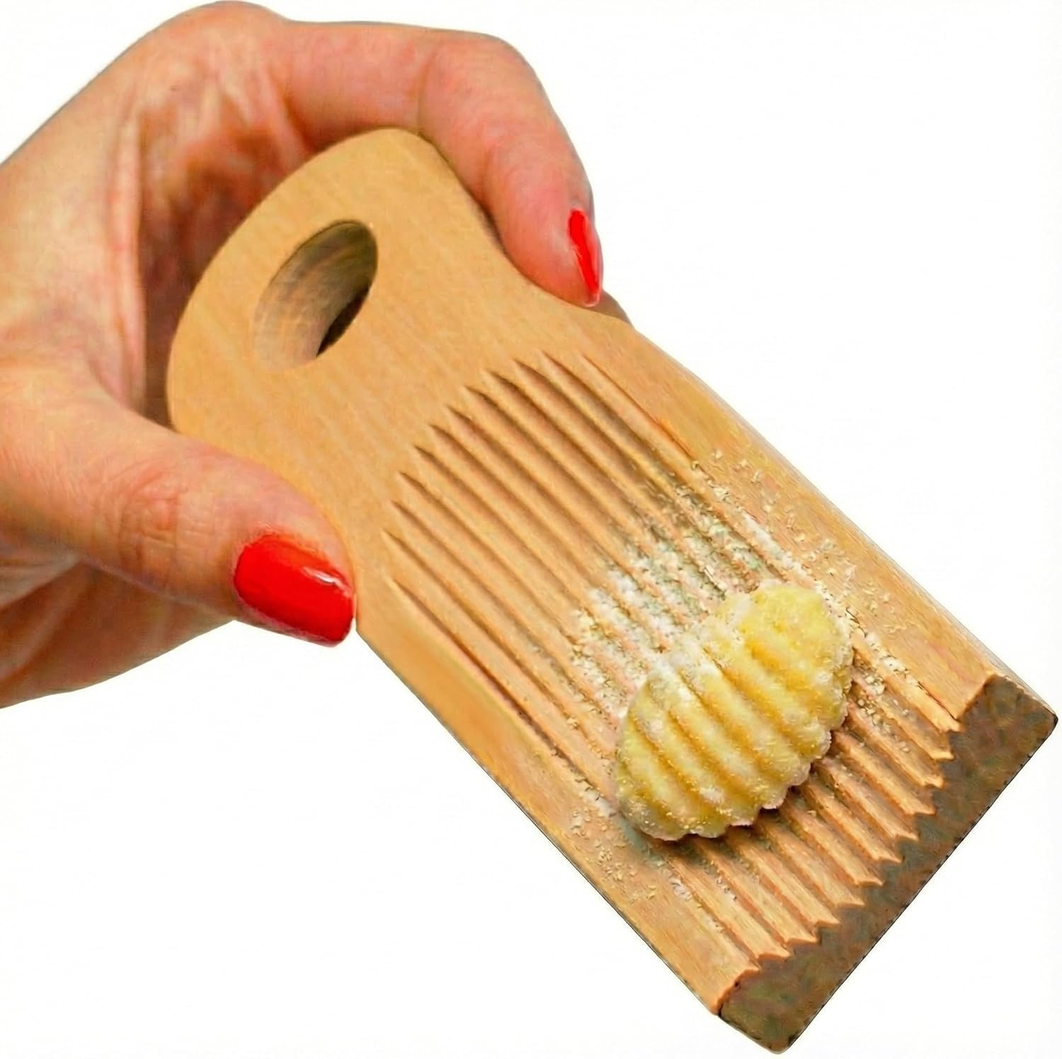 KneadEat Unique Curved Gnocchi Board Paddle, Unique Curved Design for Handmaking Italian Gnocchi Pasta. Perfect Ridges that Form the Grooves on the Gnocchi. Easy to Use and Clean. Italian taste party.