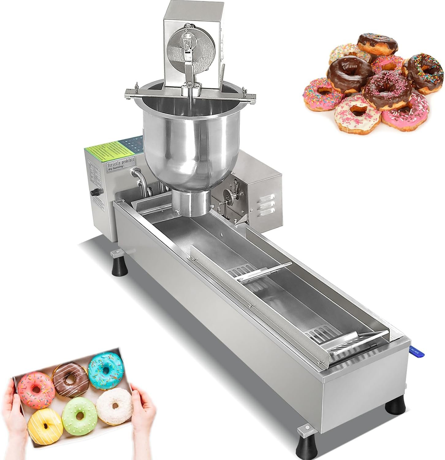 Commercial Single Row Mini Donut Maker Machine | Frying Donuts Maker,Automatic Doughnut Maker, For Restaurant, Bakery, Party, Dessert Shop, 450-800 Pcs/Hour(Single Row)