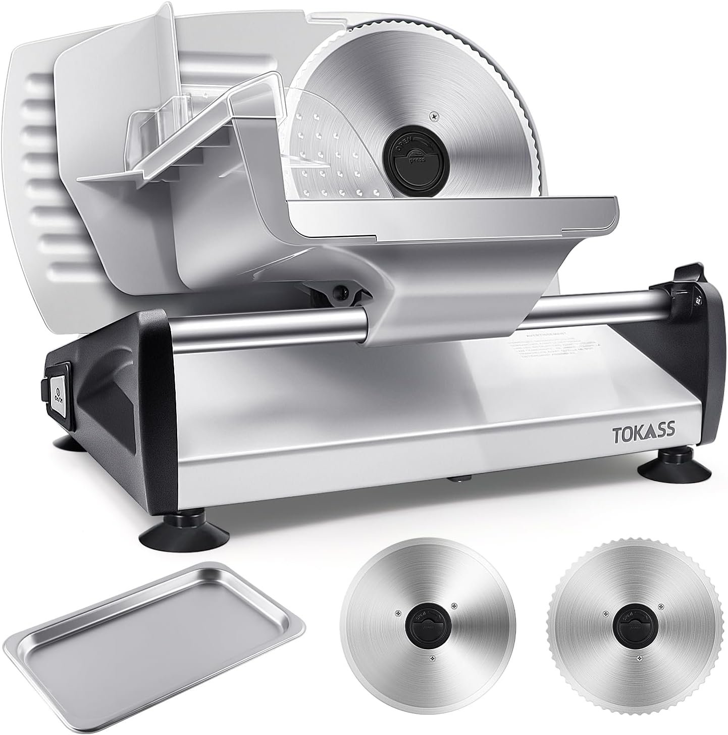 Upgrade DC motor Meat Slicer Machine for Home, Quiet 200W Deli Slicer with 2 Removable 7.5” Stainless Steel Blades, Adjustable Dial for 0-15mm, Electric Food Slicer for Meat, Cheese, Bread
