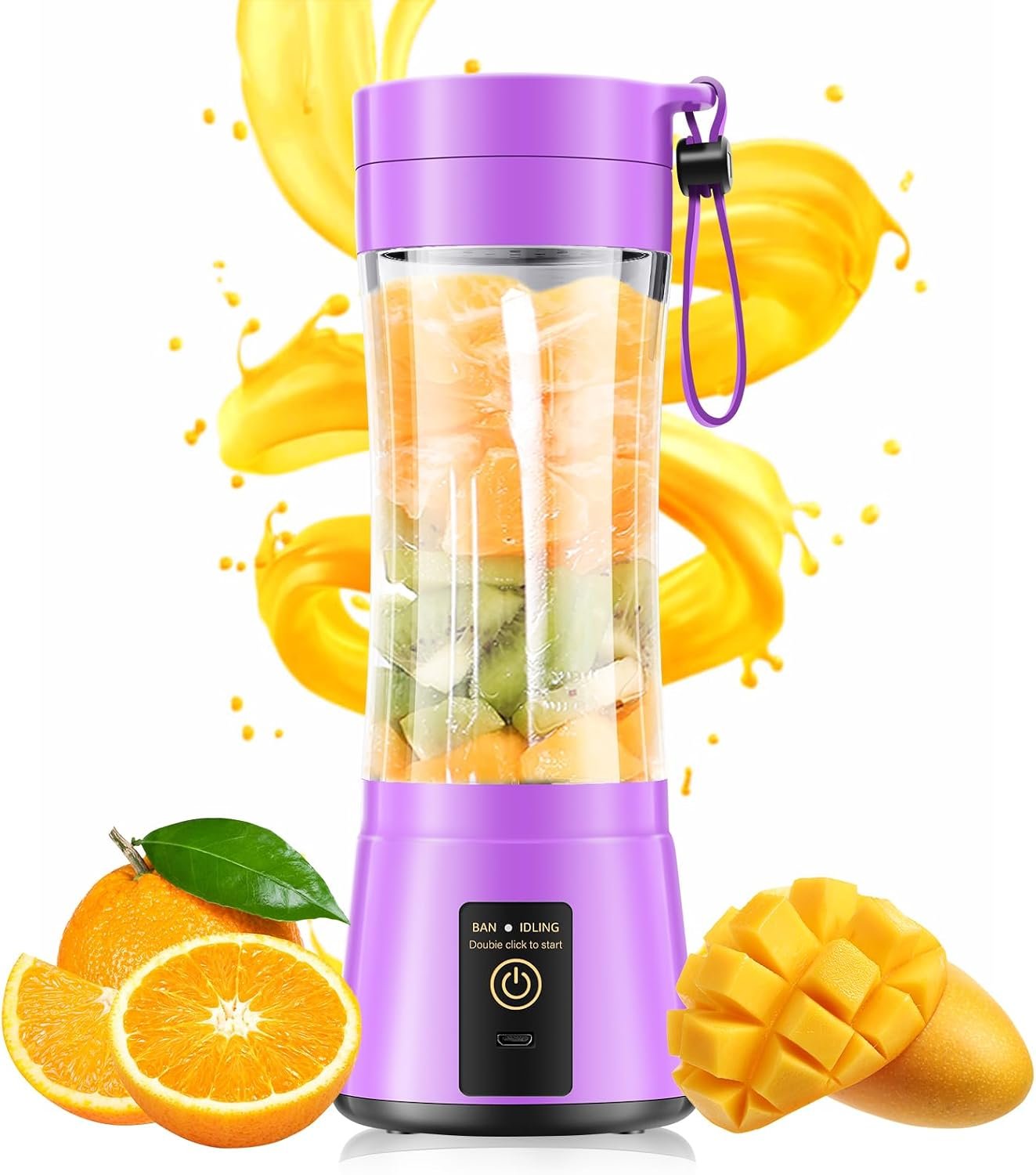 Portable Blender for Smoothies & Shakes – Cordless Personal Size Mini Blender with BAP Free Juice Cup, USB Rechargeable Suit for Sports/Picnic
