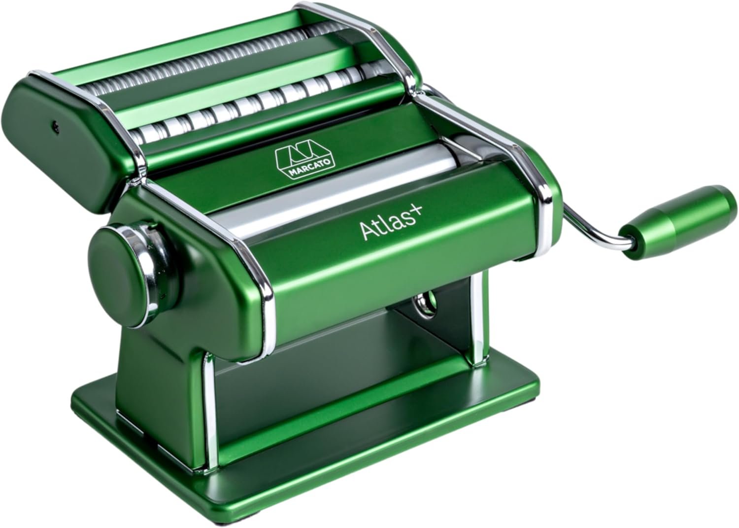 Marcato Made in Italy Atlas+Pasta Machine, Green. Chrome Plated Steel & Aluminum Rollers, Double Cutter for Lasagna, Fettuccine & Spaghetti; Durable Manual Pasta Maker for Homemade Pasta