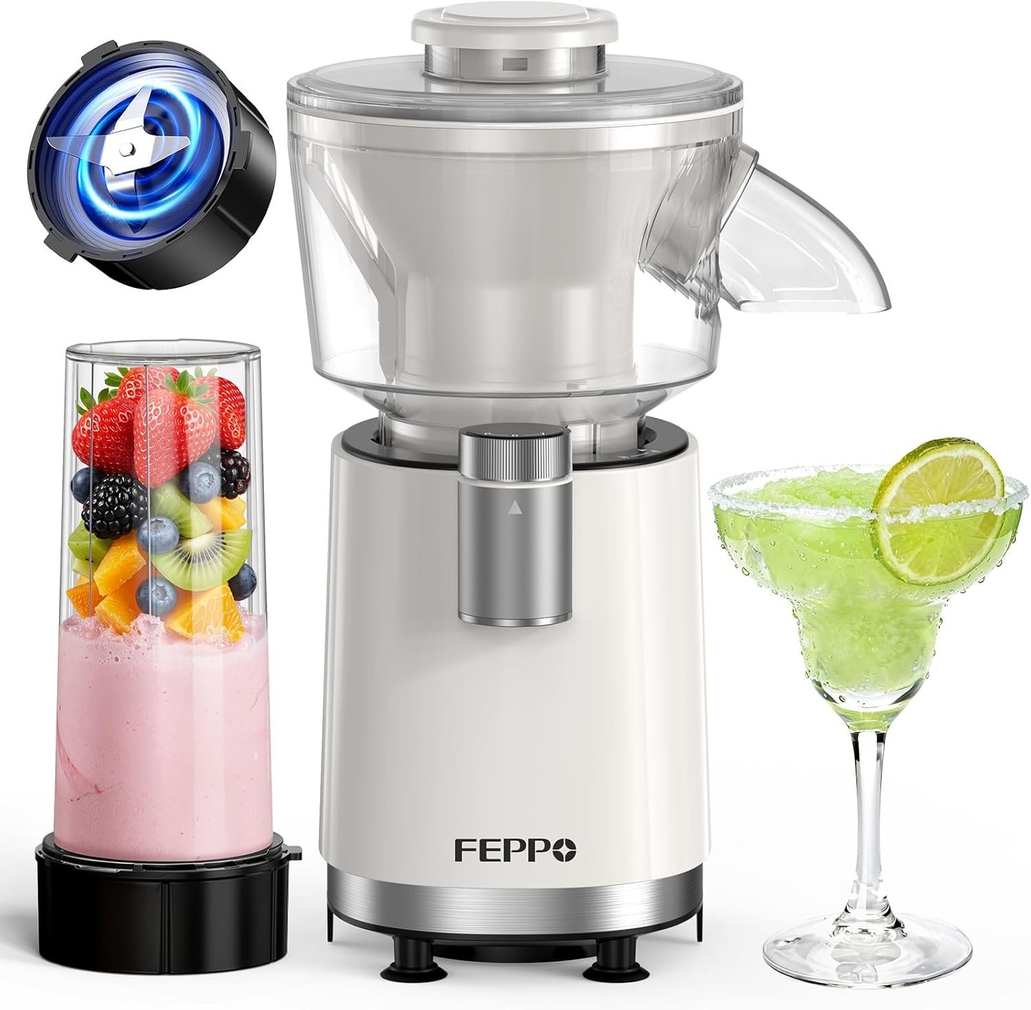 FEPPO Snow Cone Machine & Smoothie Blender 2 in 1, 700W Powerful Shaved Ice Machine Slushine Machine, Frozen Margarita Machine with Stainless Steel Blade, Smoothie Recipe, for Home Kitchen Party