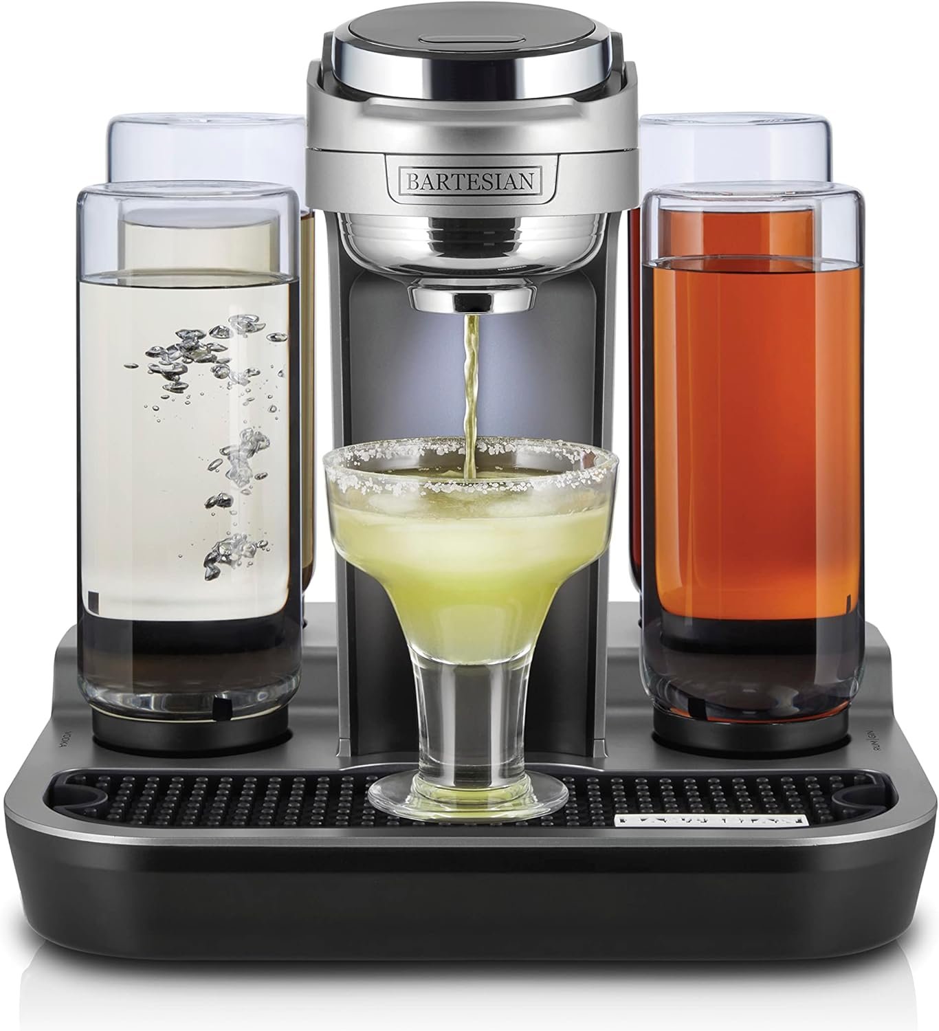 Bartesian Professional Cocktail Machine and Margarita Maker – High Capacity Bar Cocktail Mixer with 5 Premium Glass Bottles for Parties and Entertaining – Push-Button Technology and Easy Clean Design