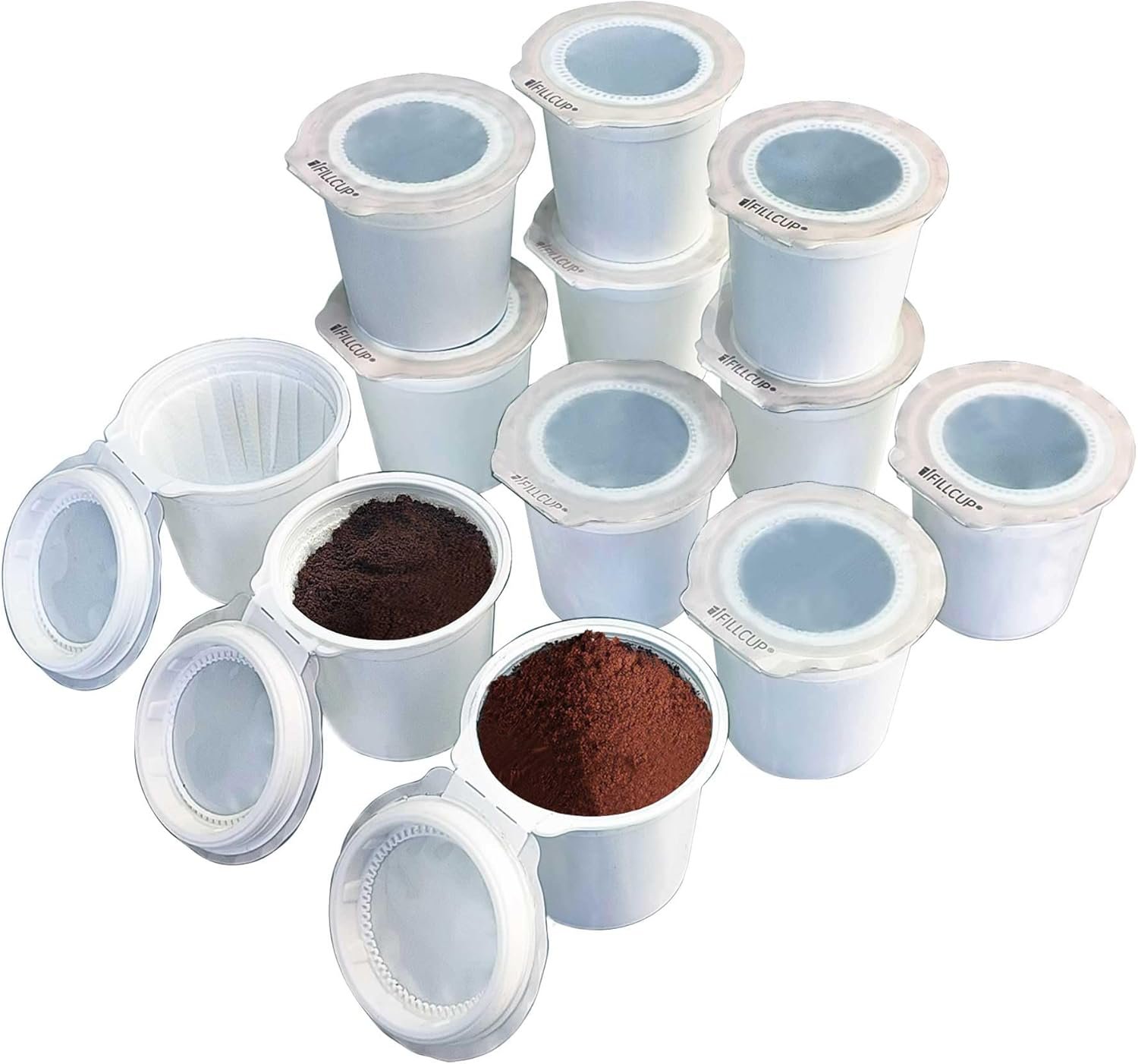 12 iFillCup Fillable K Cups – Ultrafine Filter for Sediment-Free Brew, Universal K Cup Brewer Compatibility, DeepBrew Filter Holds 50% More Coffee for Insanely Rich Brews (White)