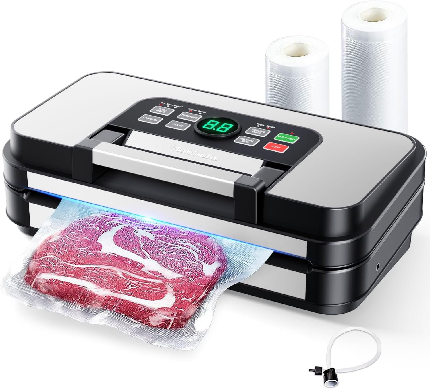 95Kpa Precision Pro Vacuum Sealer, with Double Heat Seal & Dual-Pump for Dry/Moist Food, 2X Strength, Food Vacuum Sealer Machine, Silver-Grey